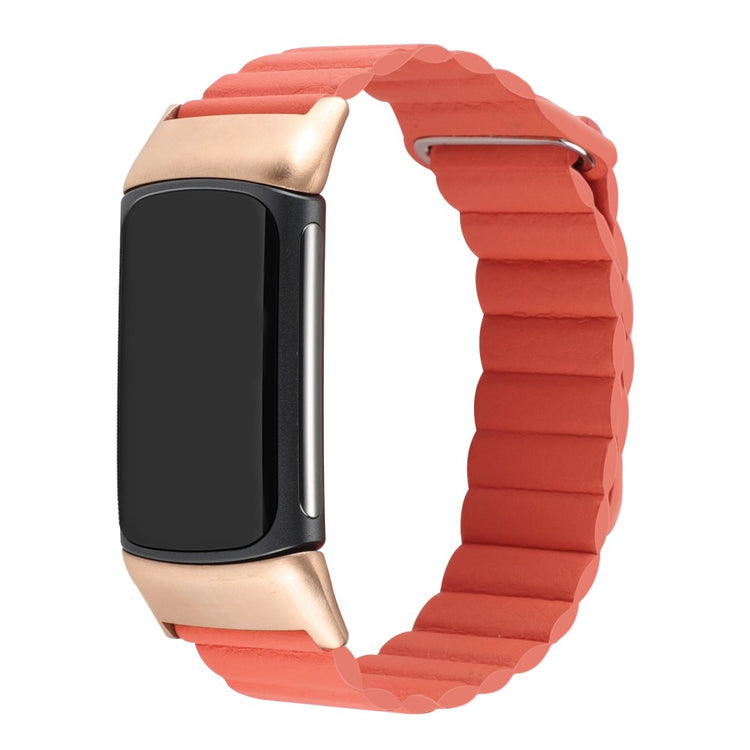 Flot Fitbit Charge 5 Ægte læder Rem - Orange#serie_2