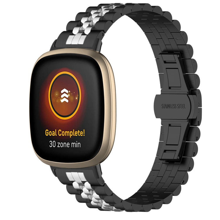 Sejt Metal Universal Rem passer til Fitbit Versa 4 / Fitbit Versa 3 - Sort#serie_2