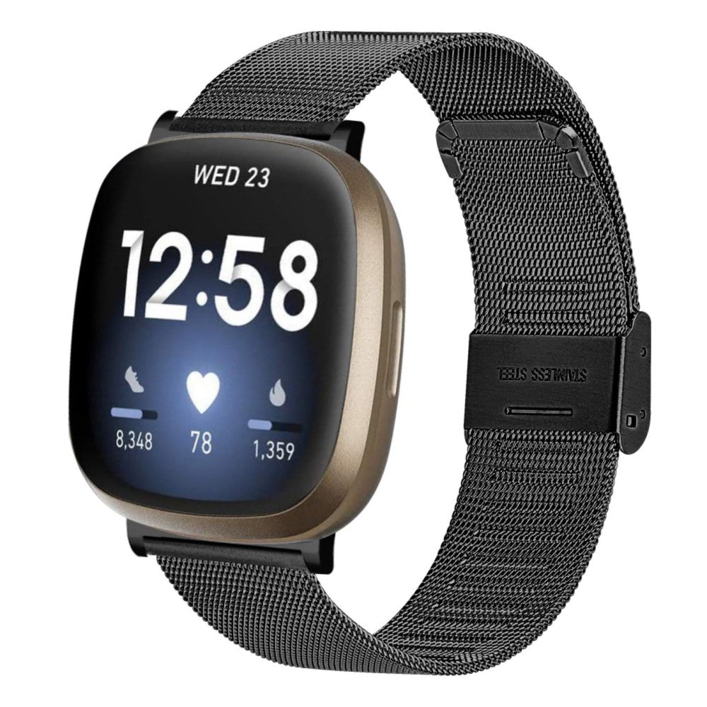 Vildt fed Fitbit Sense 2 / Fitbit Versa 4 Metal Rem - Sort#serie_2