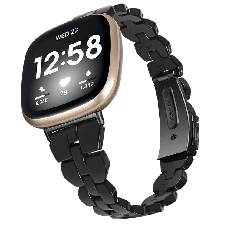 Super nydelig Fitbit Sense 2 / Fitbit Versa 4 Plastik Rem - Sort#serie_5