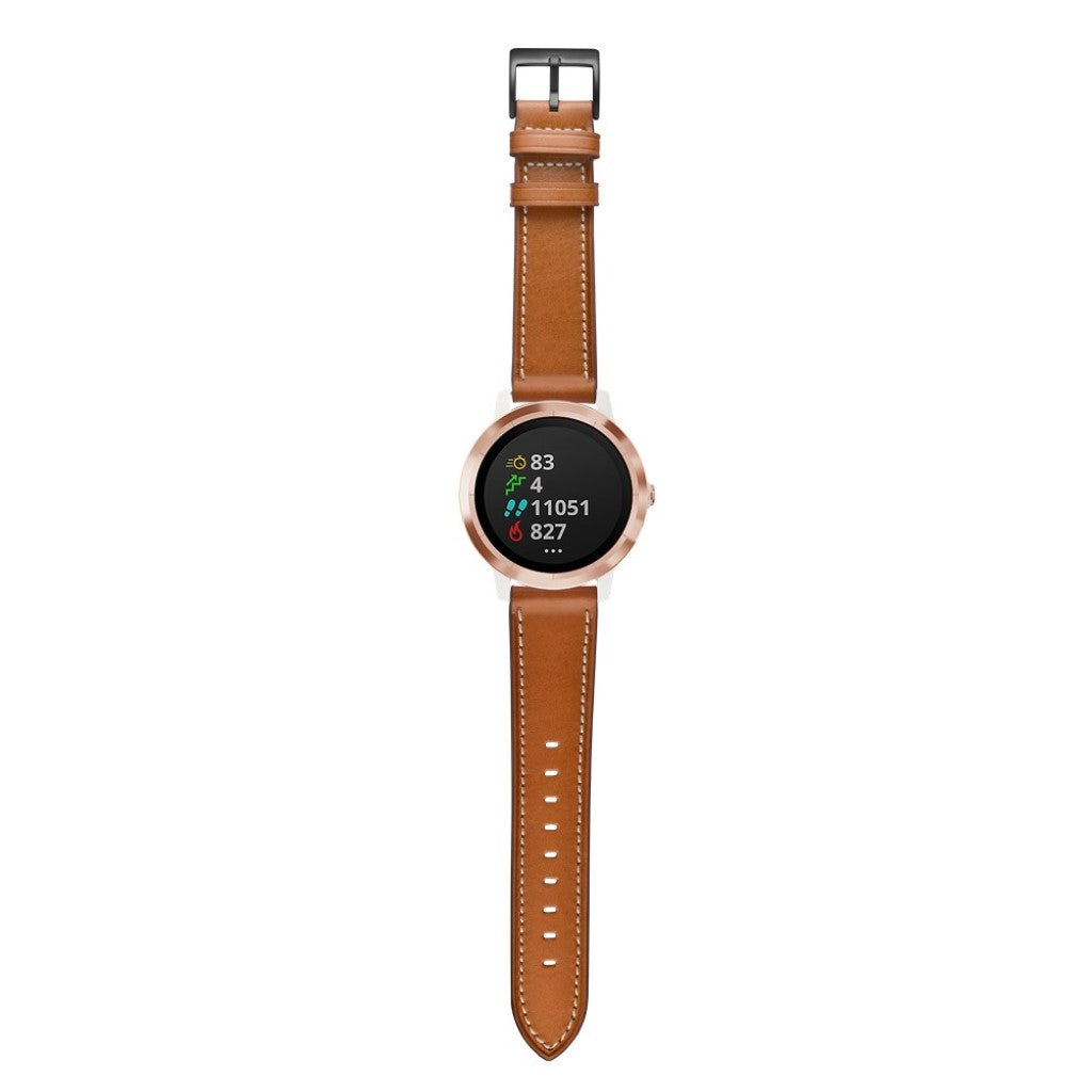 Fed Garmin Vivoactive 3 / Garmin Vivomove HR Ægte læder Rem - Brun#serie_1