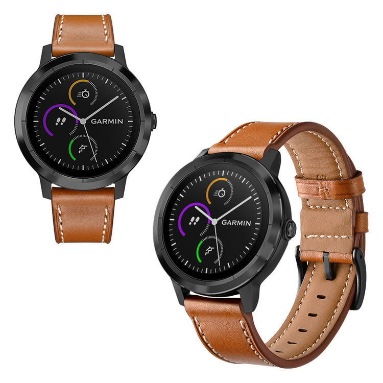 Fed Garmin Vivoactive 3 / Garmin Vivomove HR Ægte læder Rem - Brun#serie_1