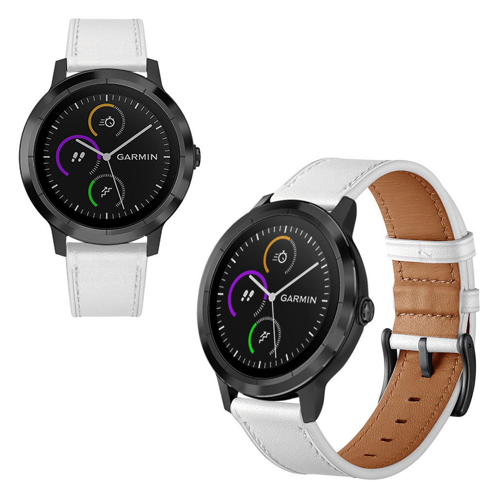 Fed Garmin Vivoactive 3 / Garmin Vivomove HR Ægte læder Rem - Hvid#serie_3