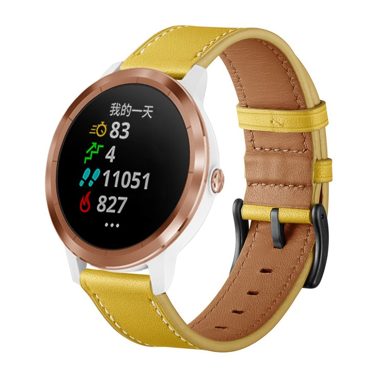 Fed Garmin Vivoactive 3 / Garmin Vivomove HR Ægte læder Rem - Gul#serie_5