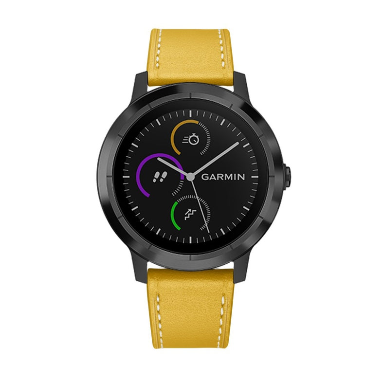 Fed Garmin Vivoactive 3 / Garmin Vivomove HR Ægte læder Rem - Gul#serie_5