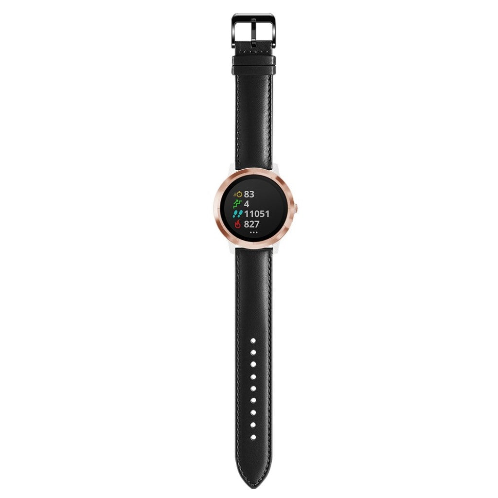 Fed Garmin Vivoactive 3 / Garmin Vivomove HR Ægte læder Rem - Sort#serie_1