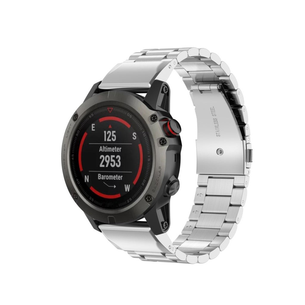 Mega komfortabel Universal Garmin Metal Rem - Sølv#serie_5