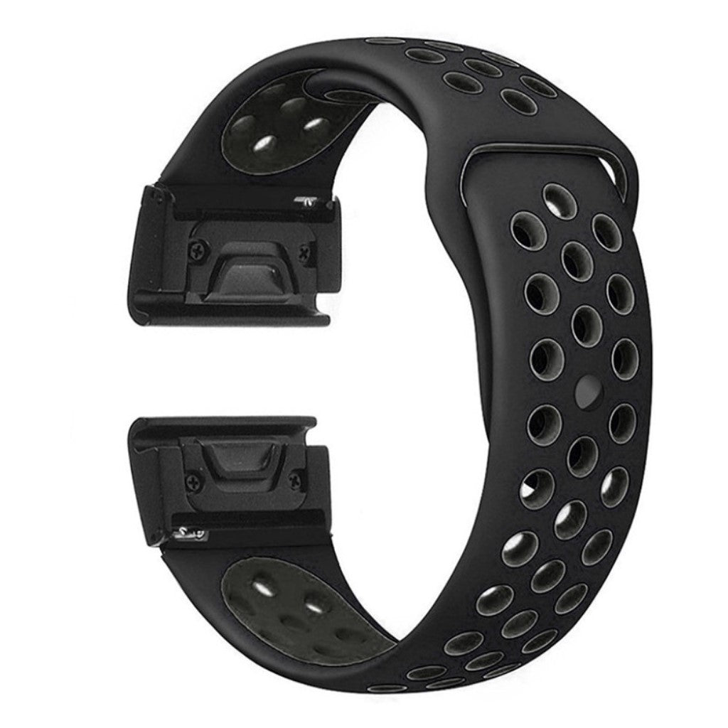 Solid Garmin Fenix 5 Silikone Rem - Sort#serie_2