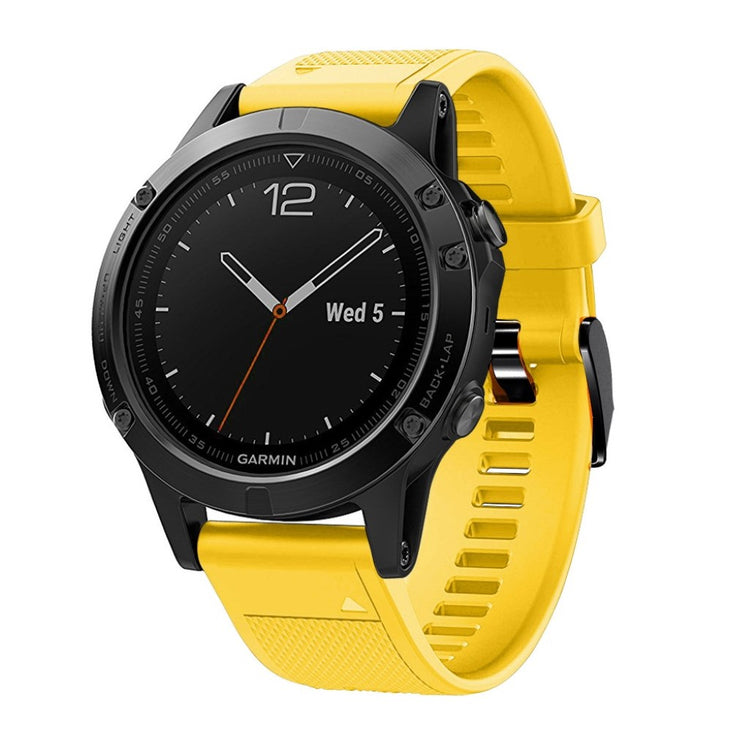 Meget komfortabel Garmin Fenix 5 Silikone Rem - Gul#serie_6