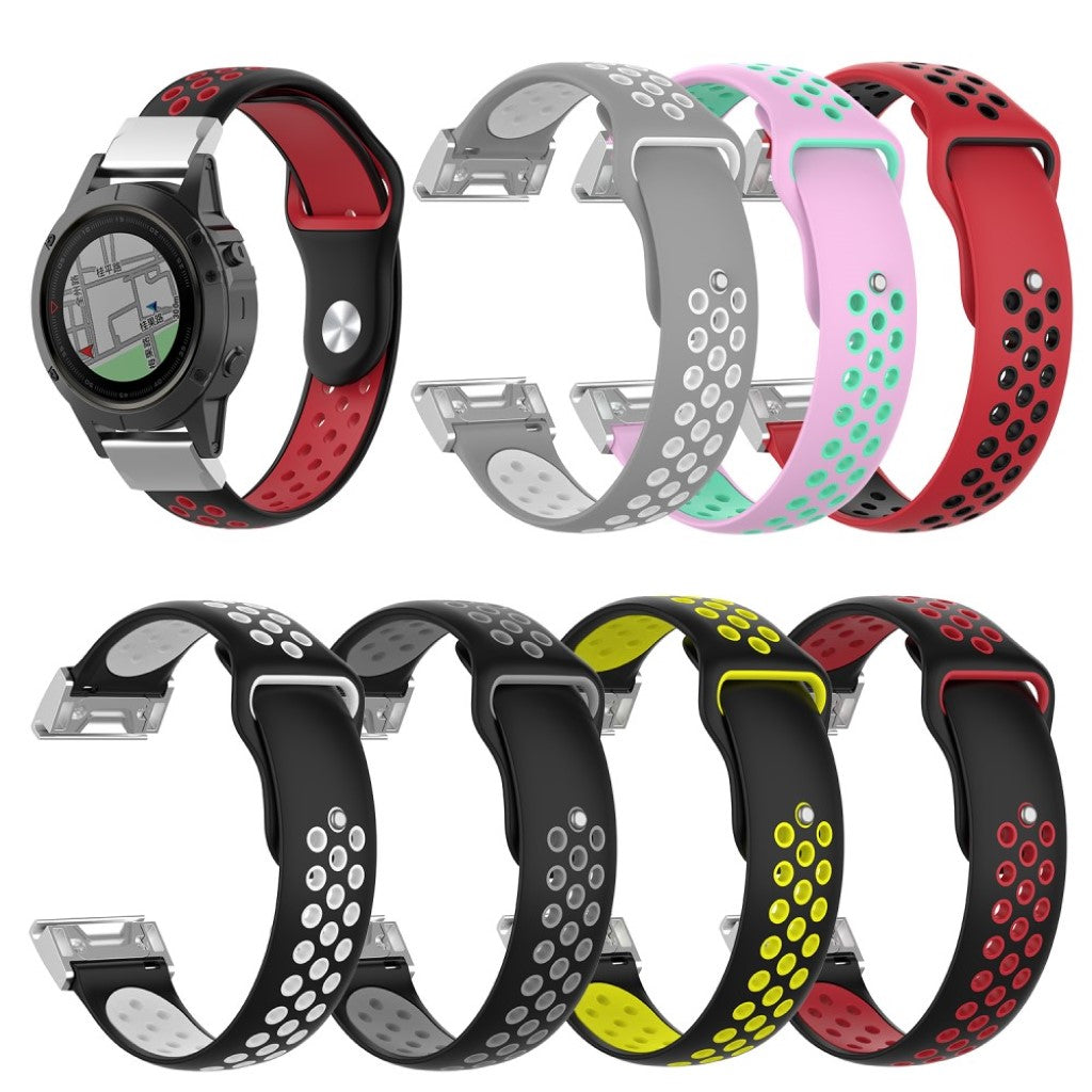 Mega fint Garmin Fenix 5X Silikone Rem - Sølv#serie_1