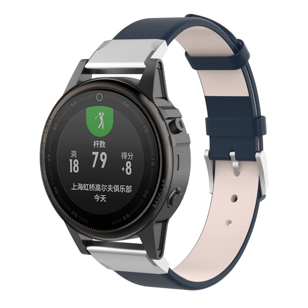 Yndigt Garmin Fenix 5S Ægte læder Rem - Blå#serie_4