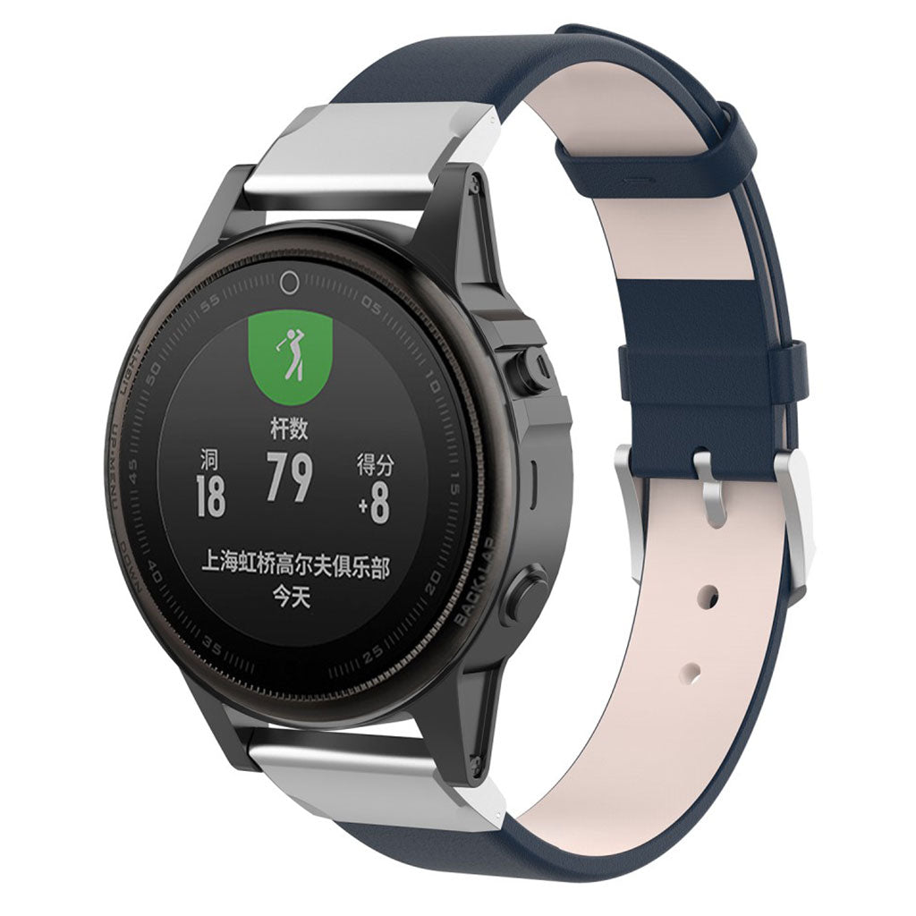 Yndigt Garmin Fenix 5S Ægte læder Rem - Blå#serie_4