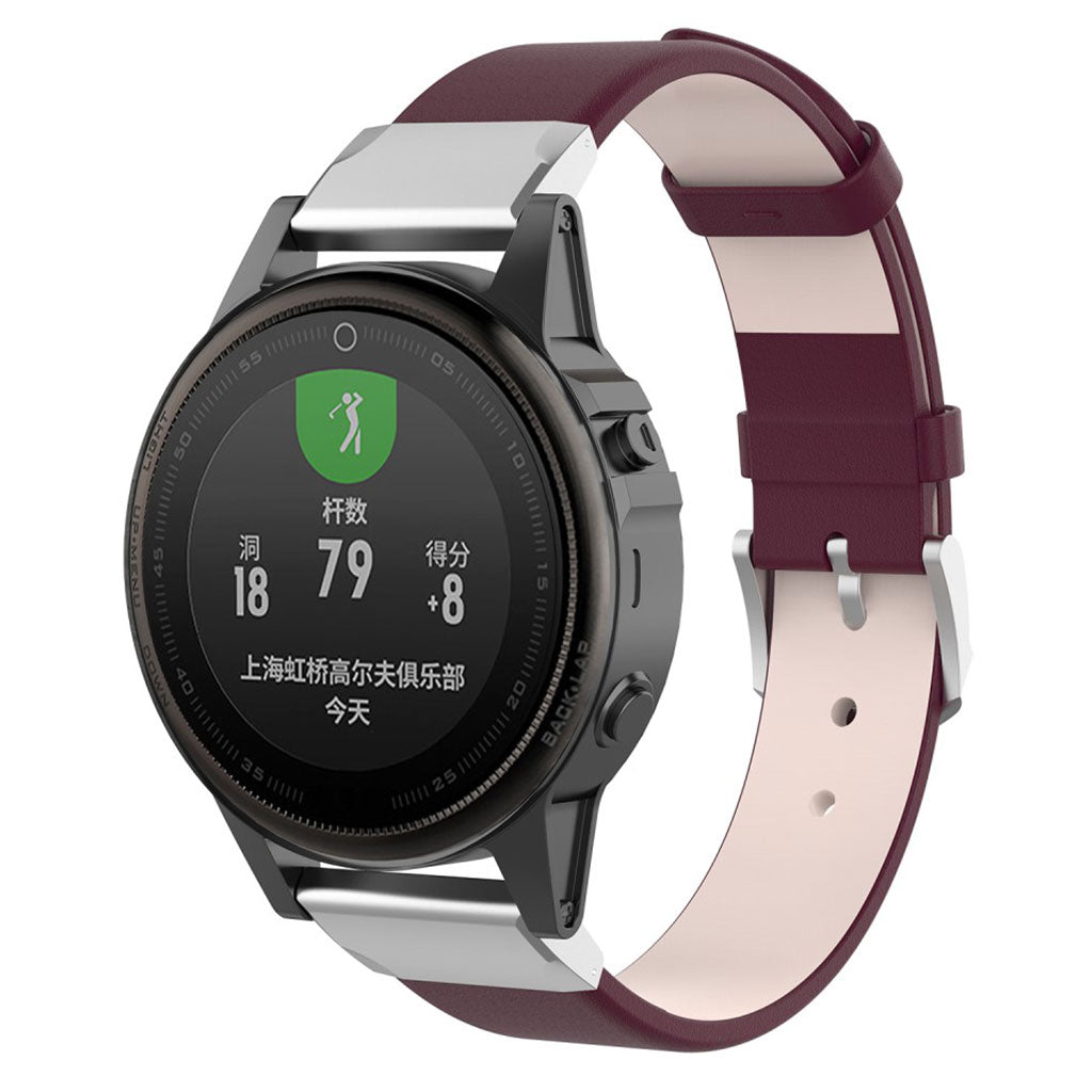 Yndigt Garmin Fenix 5S Ægte læder Rem - Rød#serie_5