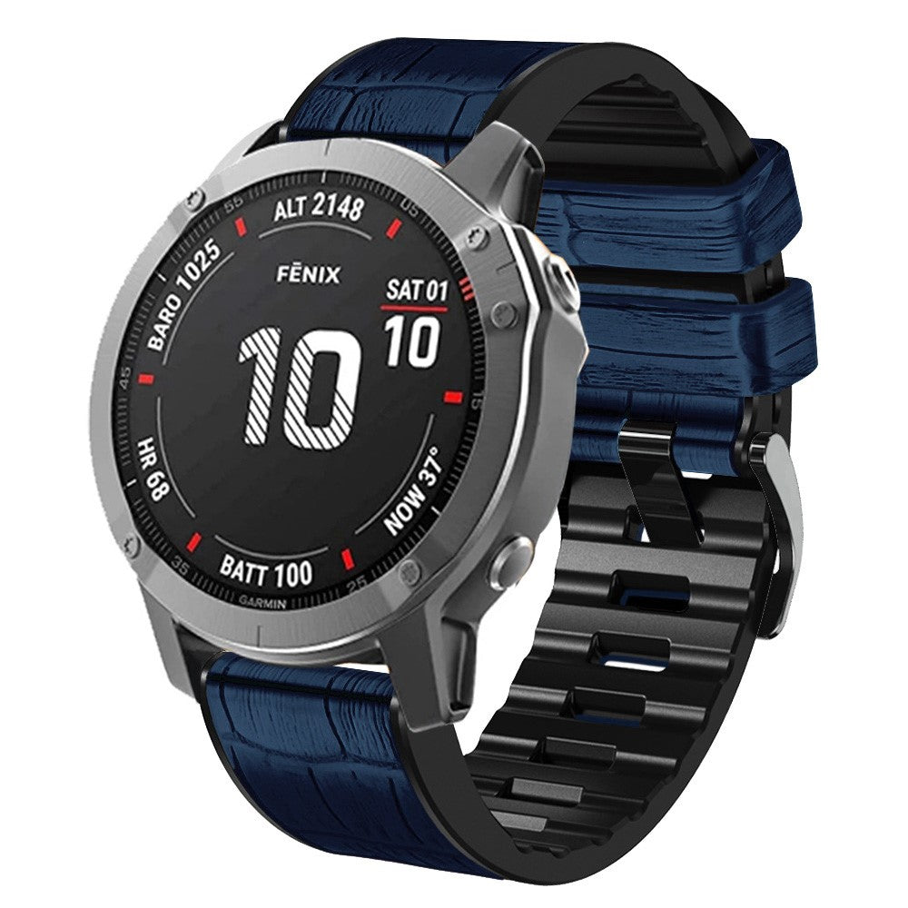 Rigtigt rart Universal Garmin Kunstlæder og Silikone Rem - Blå#serie_4