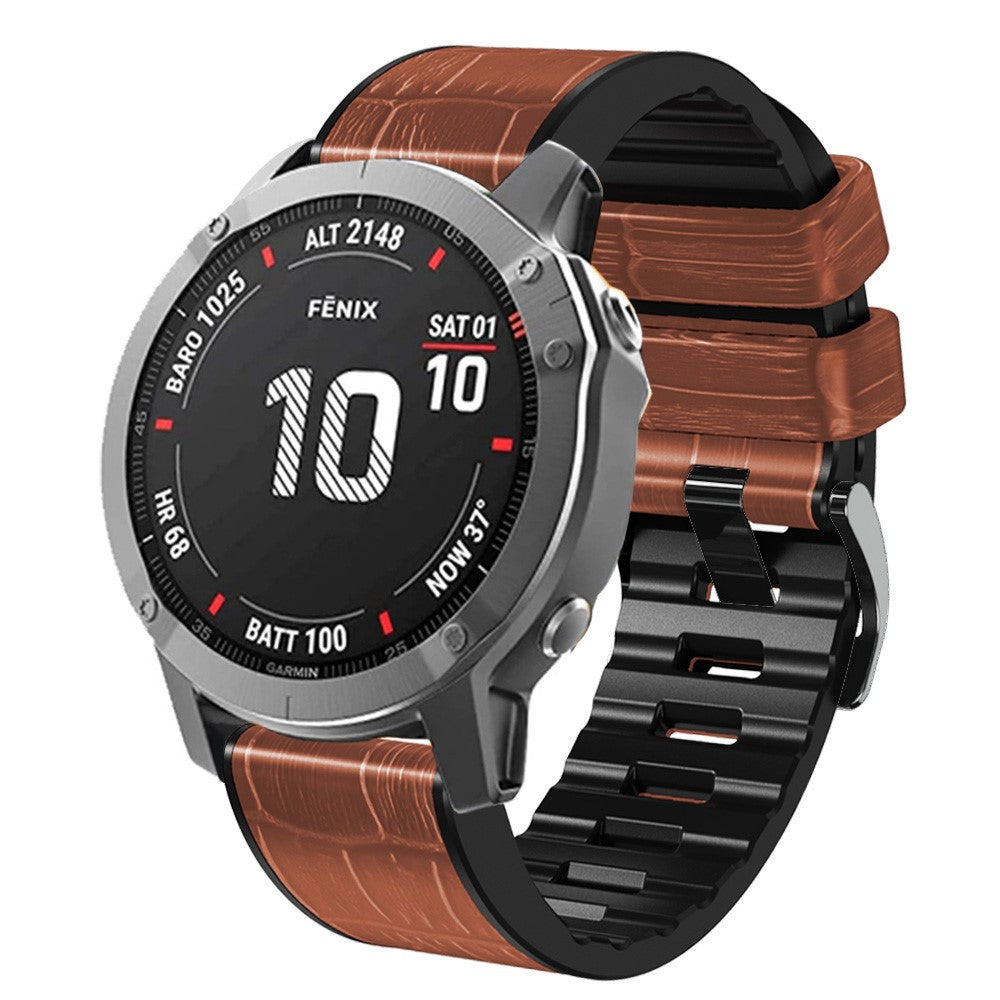 Rigtigt rart Universal Garmin Kunstlæder og Silikone Rem - Brun#serie_5
