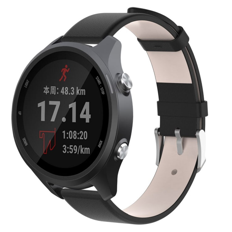 Fed Garmin Forerunner 245 Ægte læder Rem - Sort#serie_1