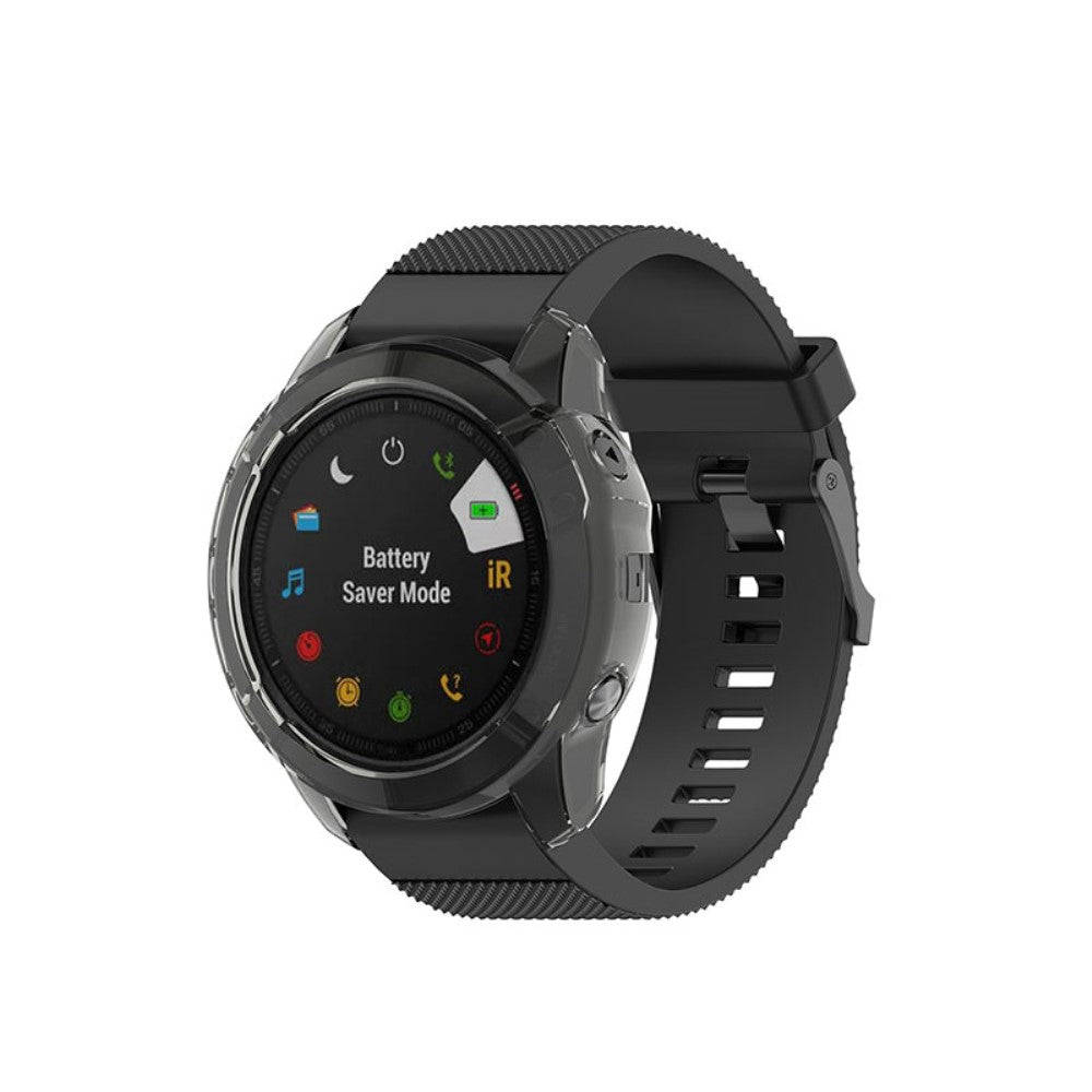 Garmin Fenix 6X / Garmin Fenix 6X Pro Gennemsigtig Silikone Bumper  - Sort#serie_3