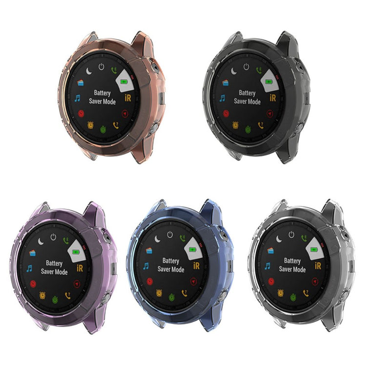 Garmin Fenix 6X / Garmin Fenix 6X Pro Gennemsigtig Silikone Bumper  - Sort#serie_3