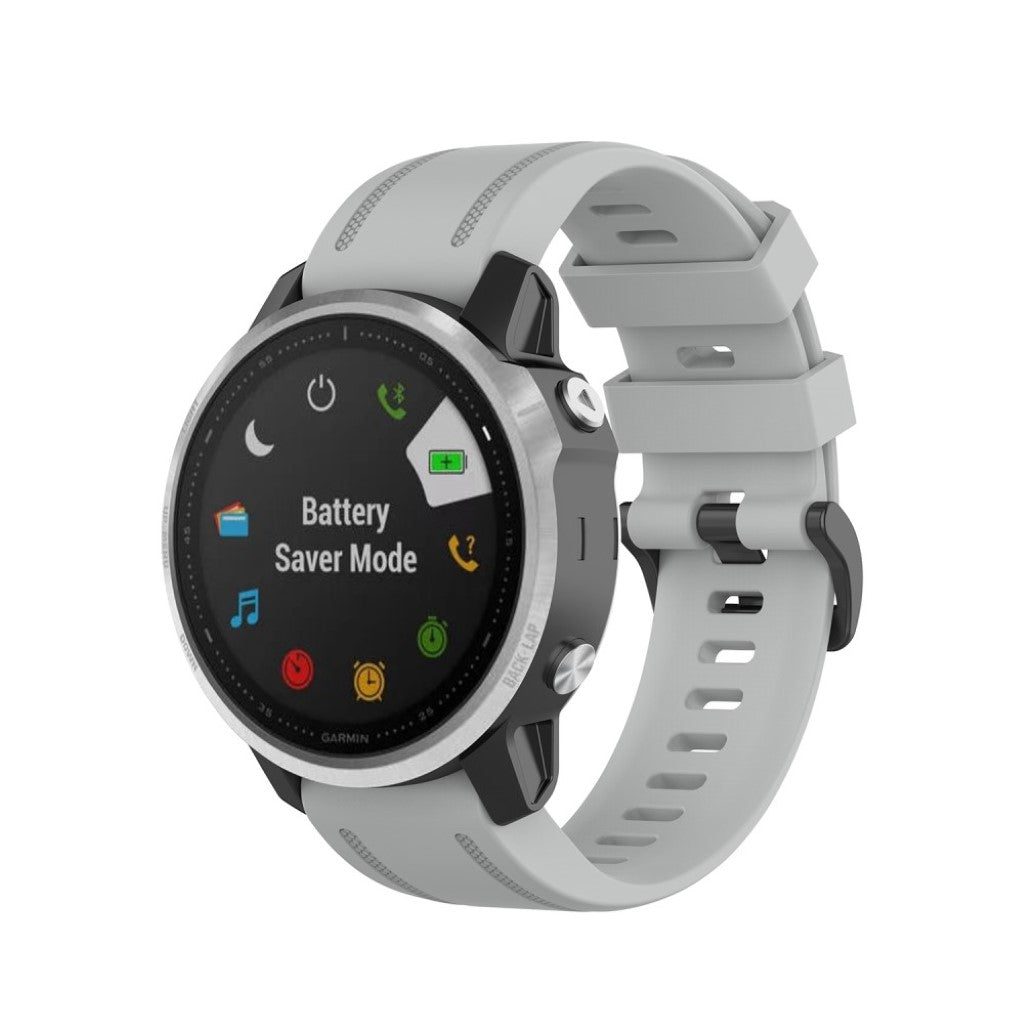 Rigtigt sejt Garmin Fenix 6S Silikone Rem - Sølv#serie_5